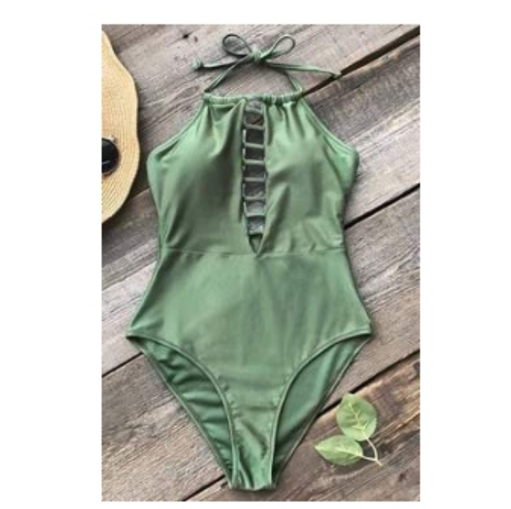 Olive one piece swim suit
